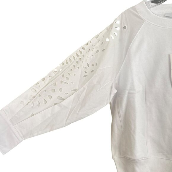 Thakoon White Embroidered Balloon Sleeve Sweatshirt Medium NEW - Picture 4 of 8
